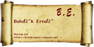 Bohák Ernő névjegykártya